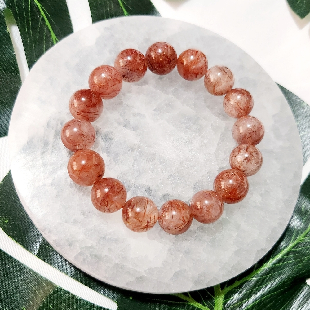 Red rutile hair quartz bracelet RARE 12mm